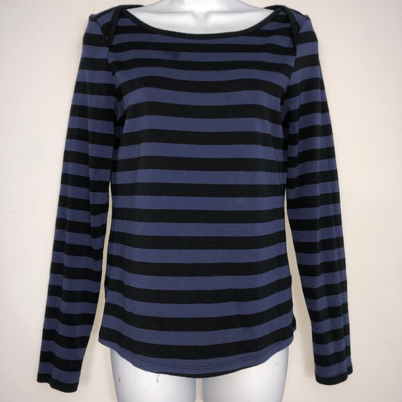 Anthropologie Tops - Maeve by Anthropologie Top Womens M Black Purple Striped Long Sleeve Pullover